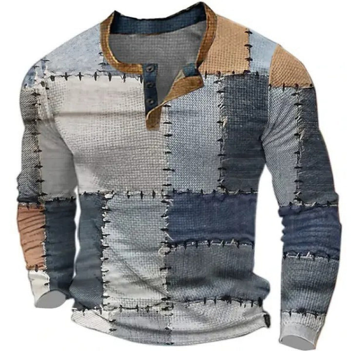 Men's sporty long-sleeve shirt with button placket Mune Fashion