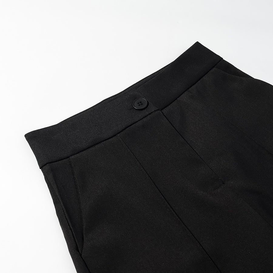 Ladies elegant wide pleat trousers with straight leg and crease Mune Fashion