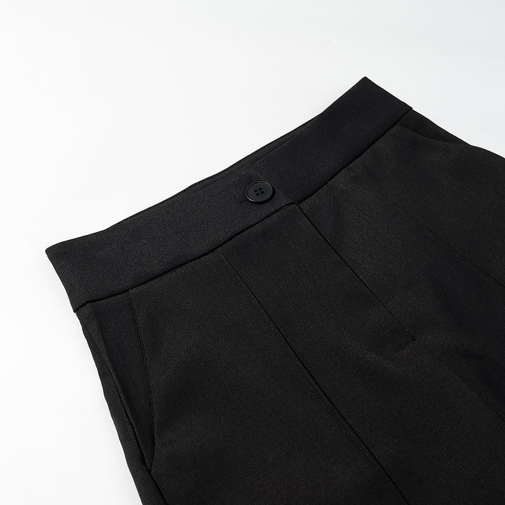 Ladies elegant wide pleat trousers with straight leg and crease Mune Fashion