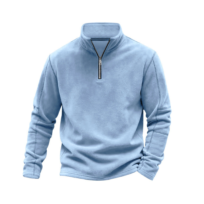 Men's lightweight fleece pullover with half zipper and stand-up collar Mune Fashion