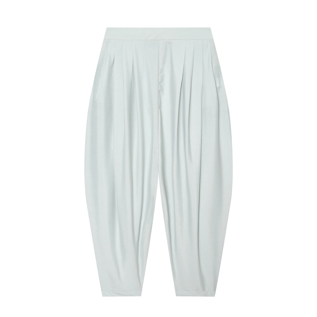 Women's High-Waisted Pleated Harem Pants with Tucks and Tapered Leg Mune Fashion
