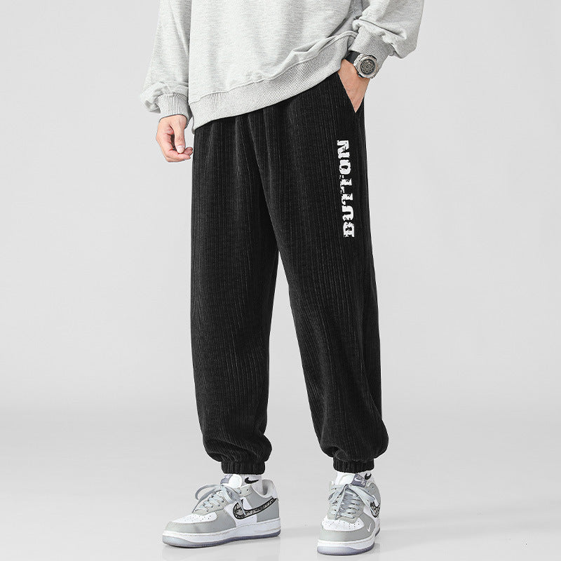 Men's cord jogger pants with wide rib structure, elastic waistband and cuffs Mune Fashion