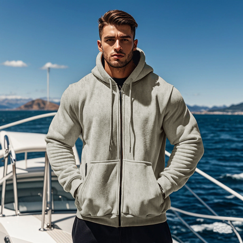 Men's hooded sweatshirt jacket with full zip, kangaroo pocket and adjustable hood Mune Fashion