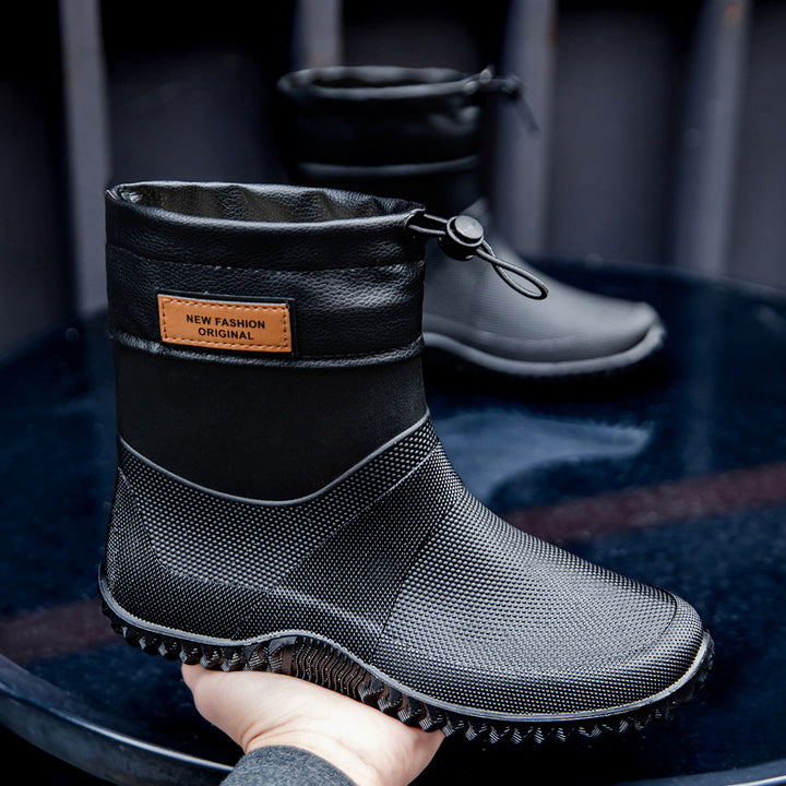 Men's Functional Waterproof Ankle Rain Boots with Adjustable Cuff Mune Fashion