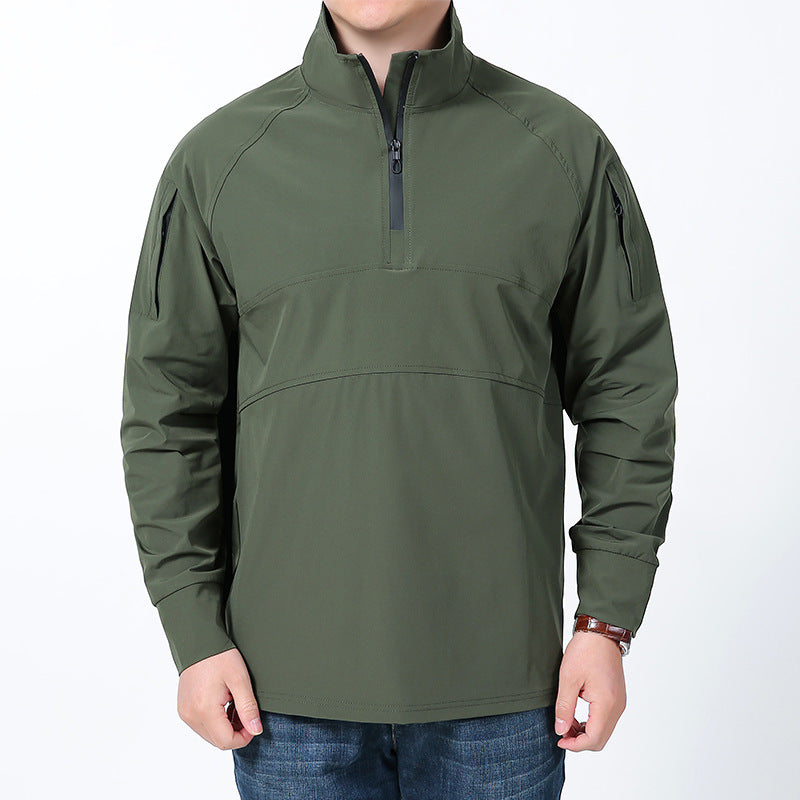 Men's softshell pullover with short zipper, arm pocket, and raglan sleeves Mune Fashion