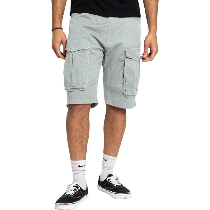 Men's cargo shorts with large flap pockets, straight leg, and loose knee length Mune Fashion
