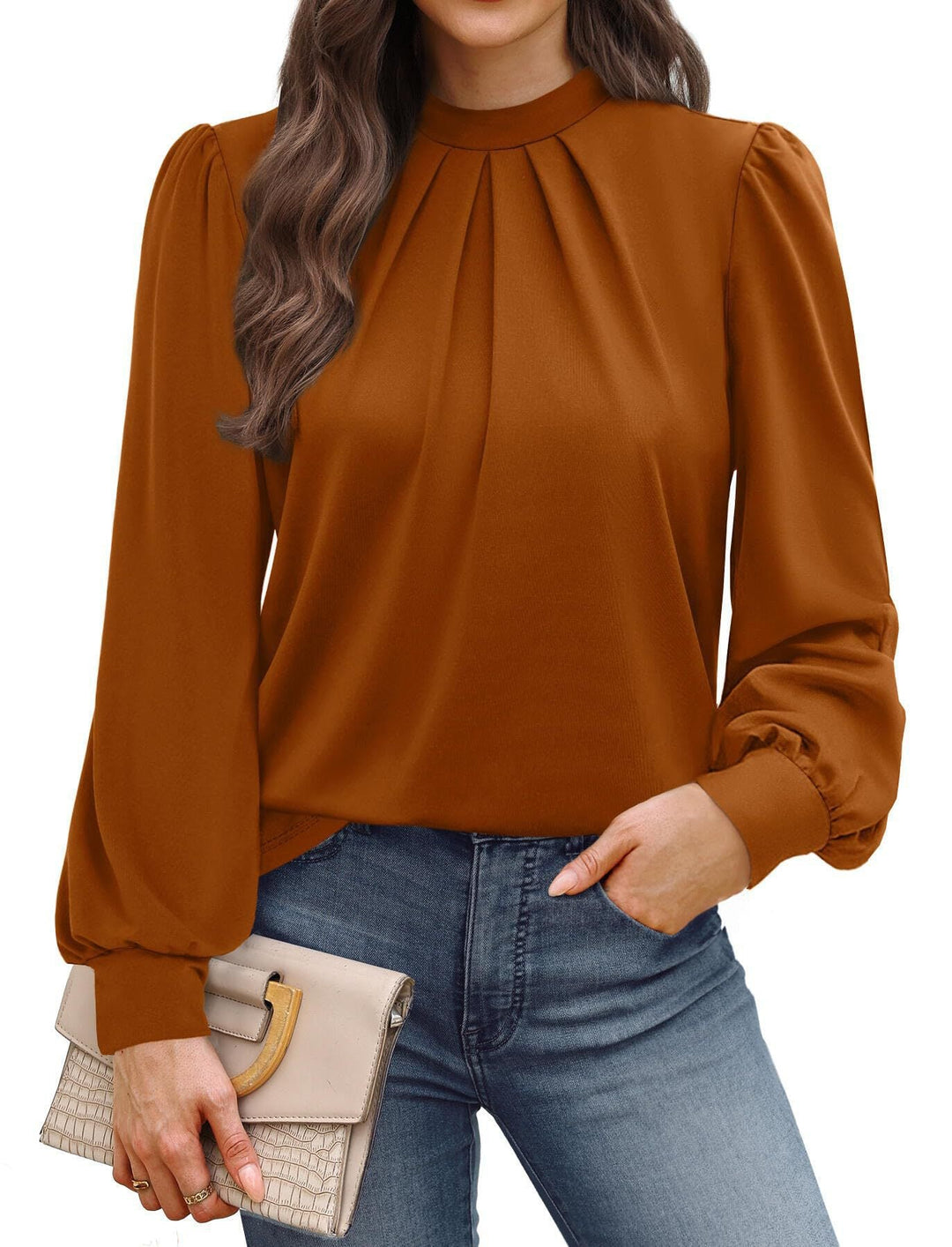 Ladies Elegant Blouse with Puff Sleeves Mune