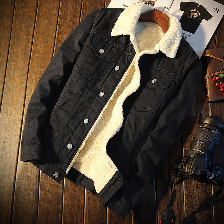 Men's denim jacket with warm teddy lining Mune Fashion