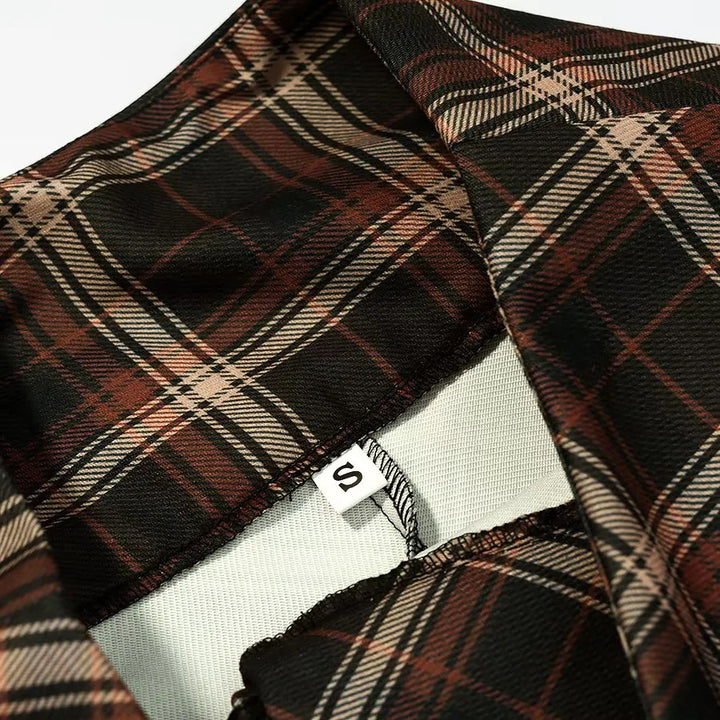 Women's asymmetrical check skirt in A-line cut with button waistband Mune Fashion