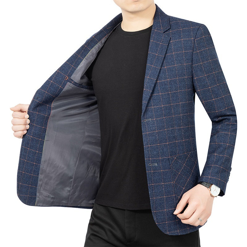 Men's Checked Slim-Fit Blazer Made of Wool Blend Mune Fashion