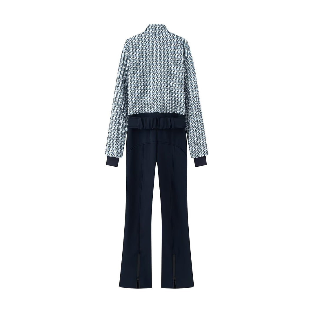 Ladies two-piece set consisting of structured short jacket and high-cut flared trousers Mune Fashion