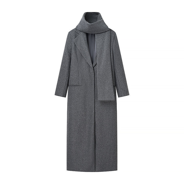 Women's Tailored Longline Cape Coat made of Wool Blend with Overlapping Cape Detail Mune Fashion
