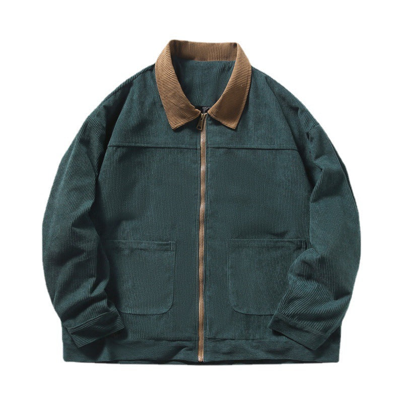 Men's unlined cord jacket with contrast collar and front zipper Mune Fashion