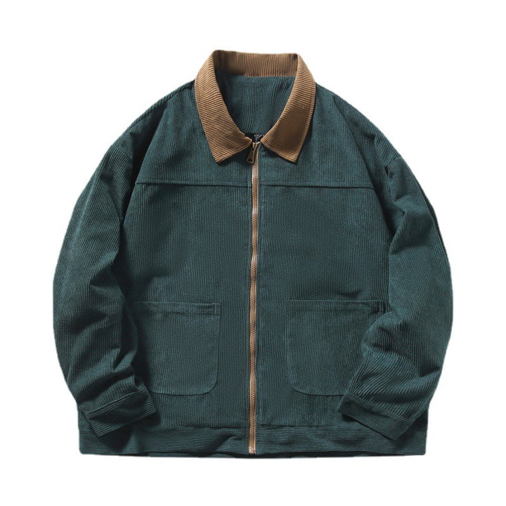 Men's unlined cord jacket with contrast collar and front zipper Mune Fashion