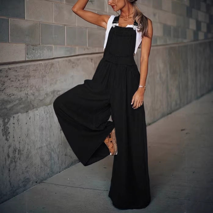 Ladies Wide Overalls in Palazzo Style with Adjustable Straps Mune Fashion
