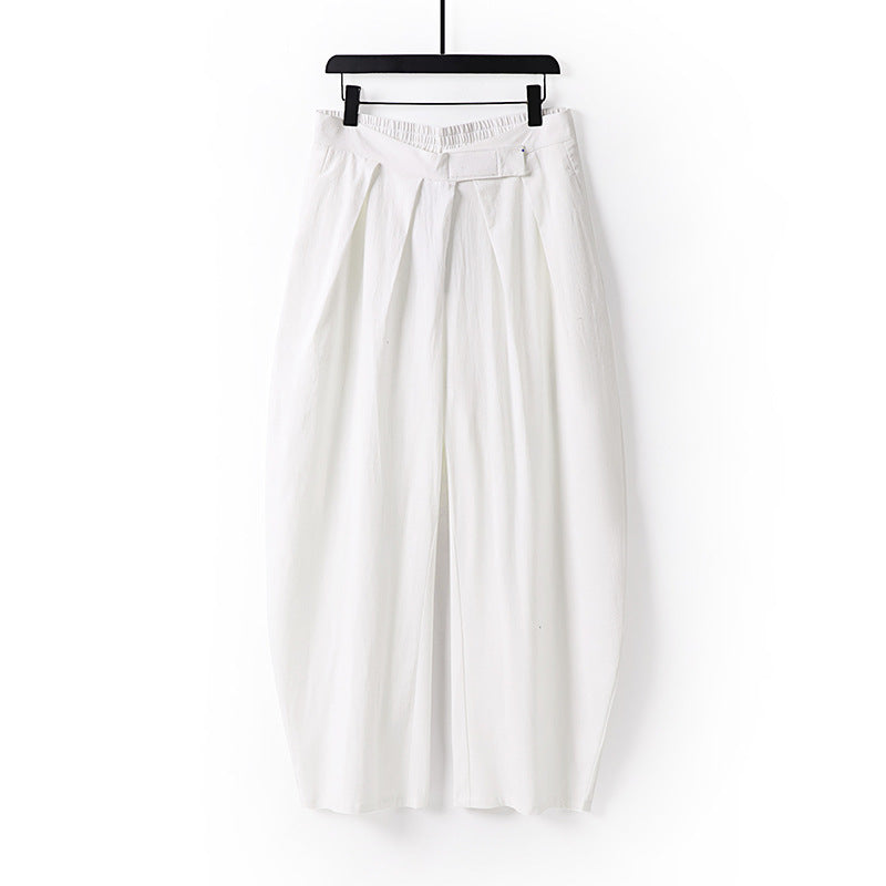 Women's High-Rise Culotte Pants with Pleats and Elastic Waistband Mune Fashion