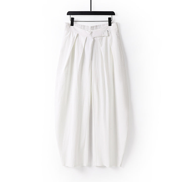 Women's High-Rise Culotte Pants with Pleats and Elastic Waistband Mune Fashion