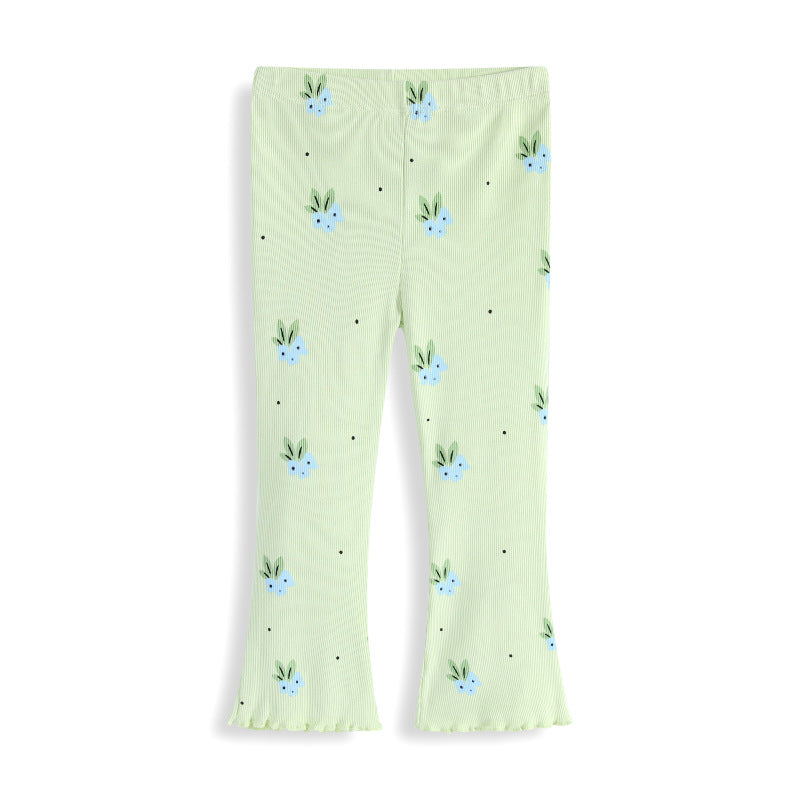 Girls Flared Leggings with Colorful Flower Pattern Mune Fashion
