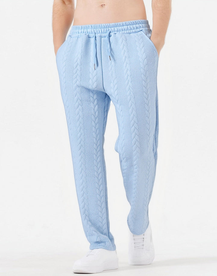 Men's chunky knit lounge jogging pants with cable knit, elastic waistband and drawstring Mune Fashion