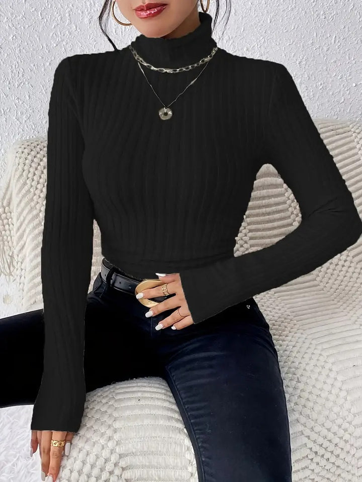 Women's form-fitting ribbed turtleneck sweater with tailored cut Mune Fashion