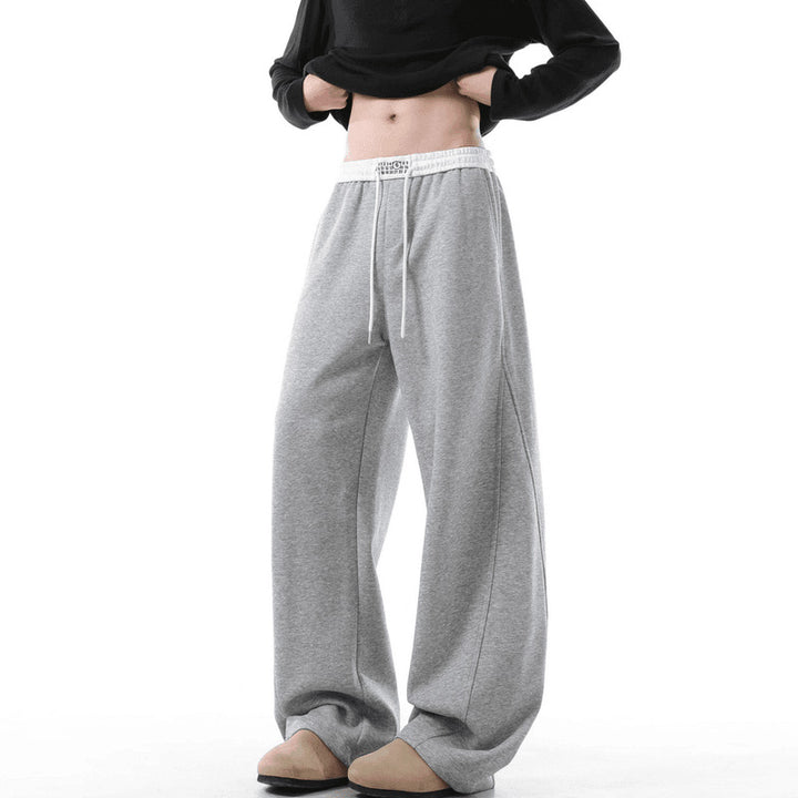 Women's Wide Lounge Pants with Elastic Waistband, Drawstring and Flowing Oversized Silhouette Mune Fashion