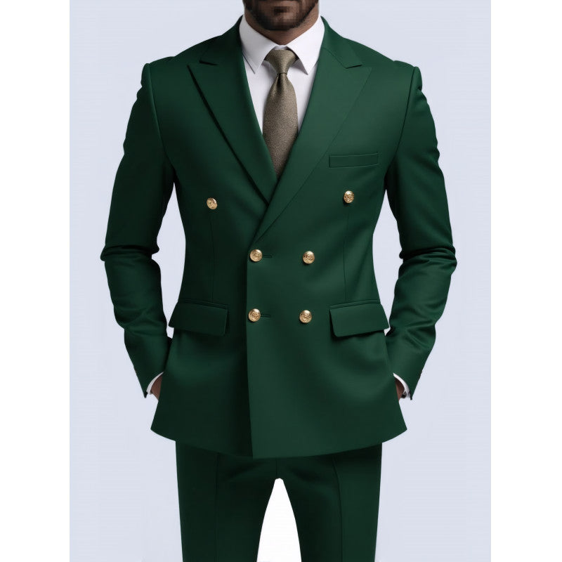 Men's double-breasted tailored suit with gold buttons Mune Fashion