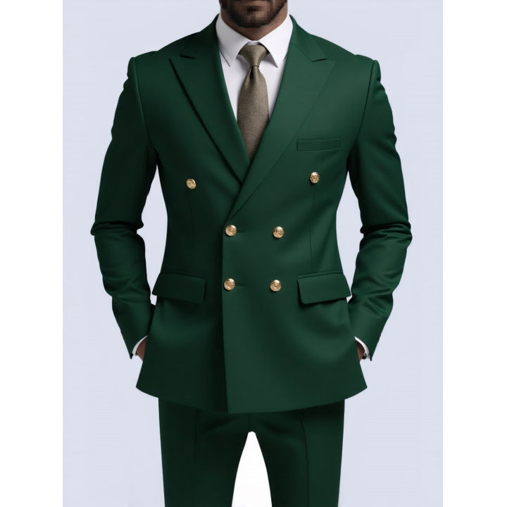 Men's double-breasted tailored suit with gold buttons Mune Fashion