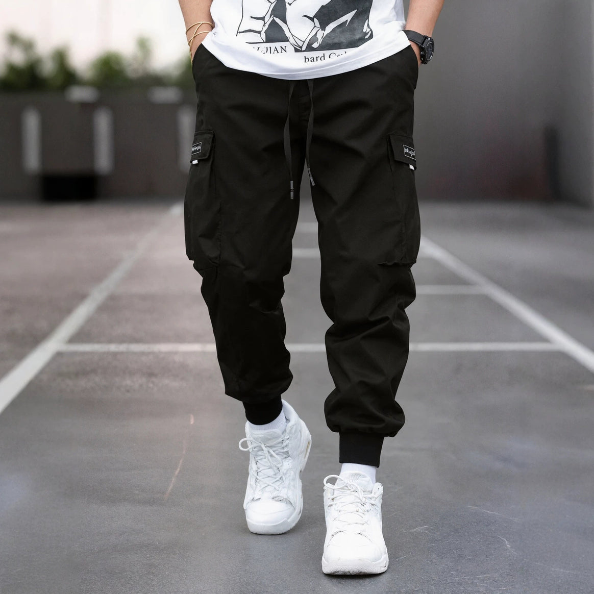 Men's Tapered Cargo Jogger Pants with elastic drawstring, reinforced flap pockets & ribbed ankle cuffs Mune Fashion