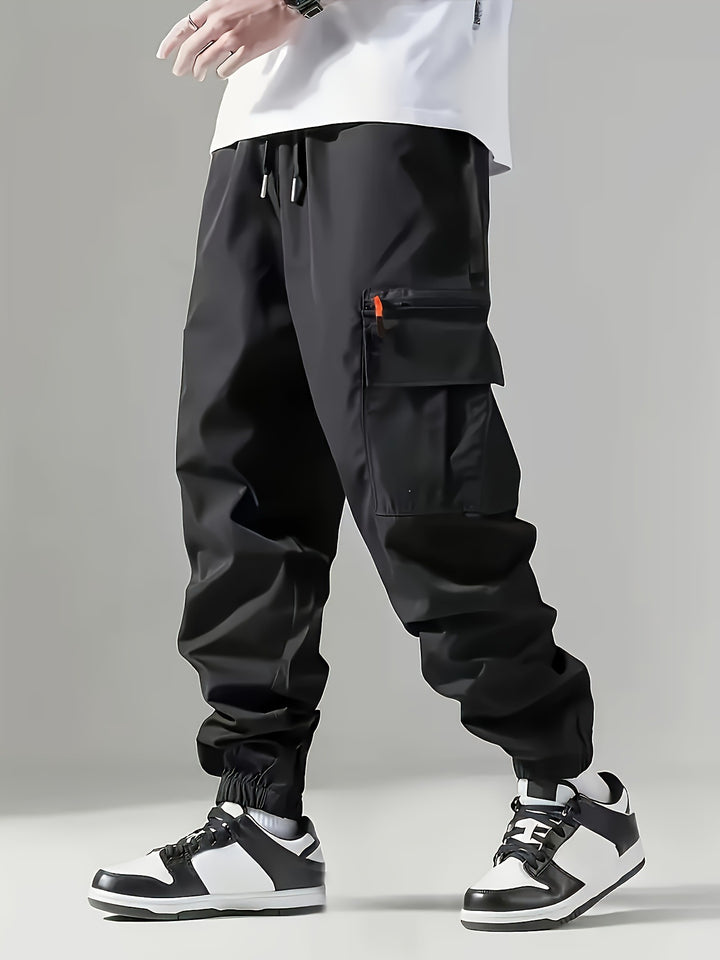Men's cargo jogging pants in utility style with sealed zipper pocket & elastic leg cuffs Mune Fashion