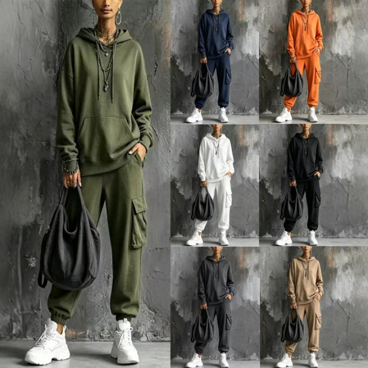 Women's Oversize Hoodie and Cargo Jogger Set in French Terry Mune Fashion