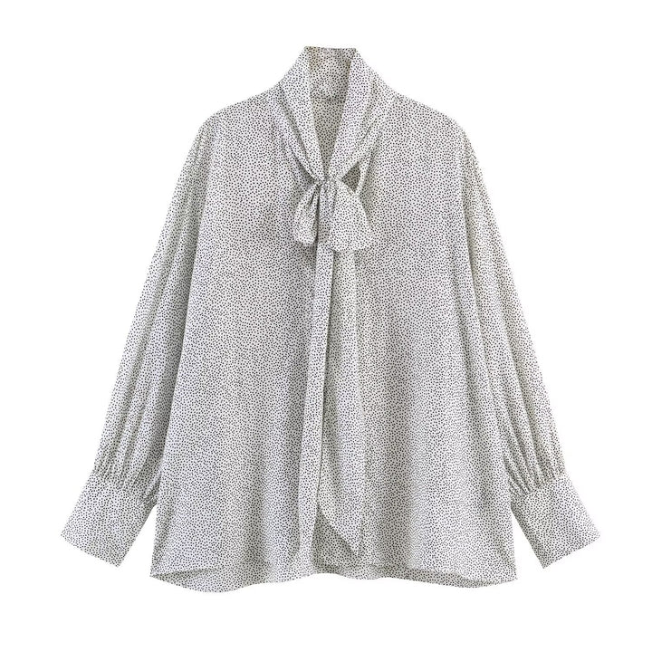 Women Oversize Blouse with Bow Collar and Balloon Sleeves Mune Fashion