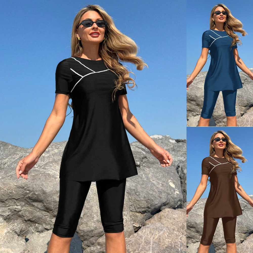 Ladies sports suit with short top and cycling shorts Mune Fashion
