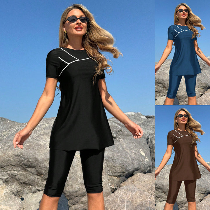 Ladies sports suit with short top and cycling shorts Mune Fashion