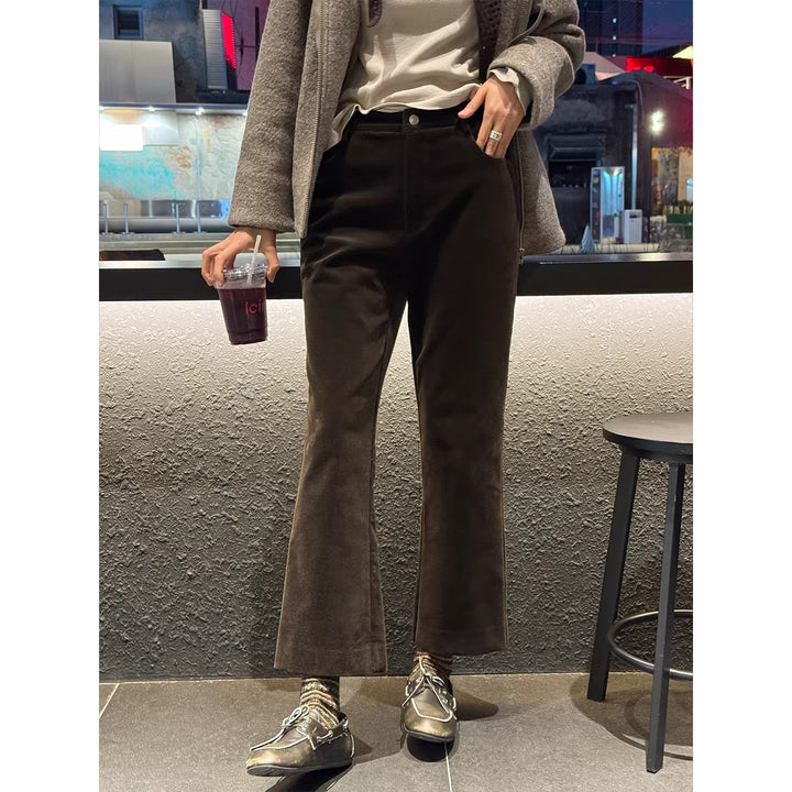 Women Elegant Flared Cord Pants Mune Fashion