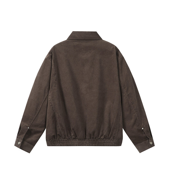 Men's casually cut corduroy blouson jacket with concealed zipper and elastic hem