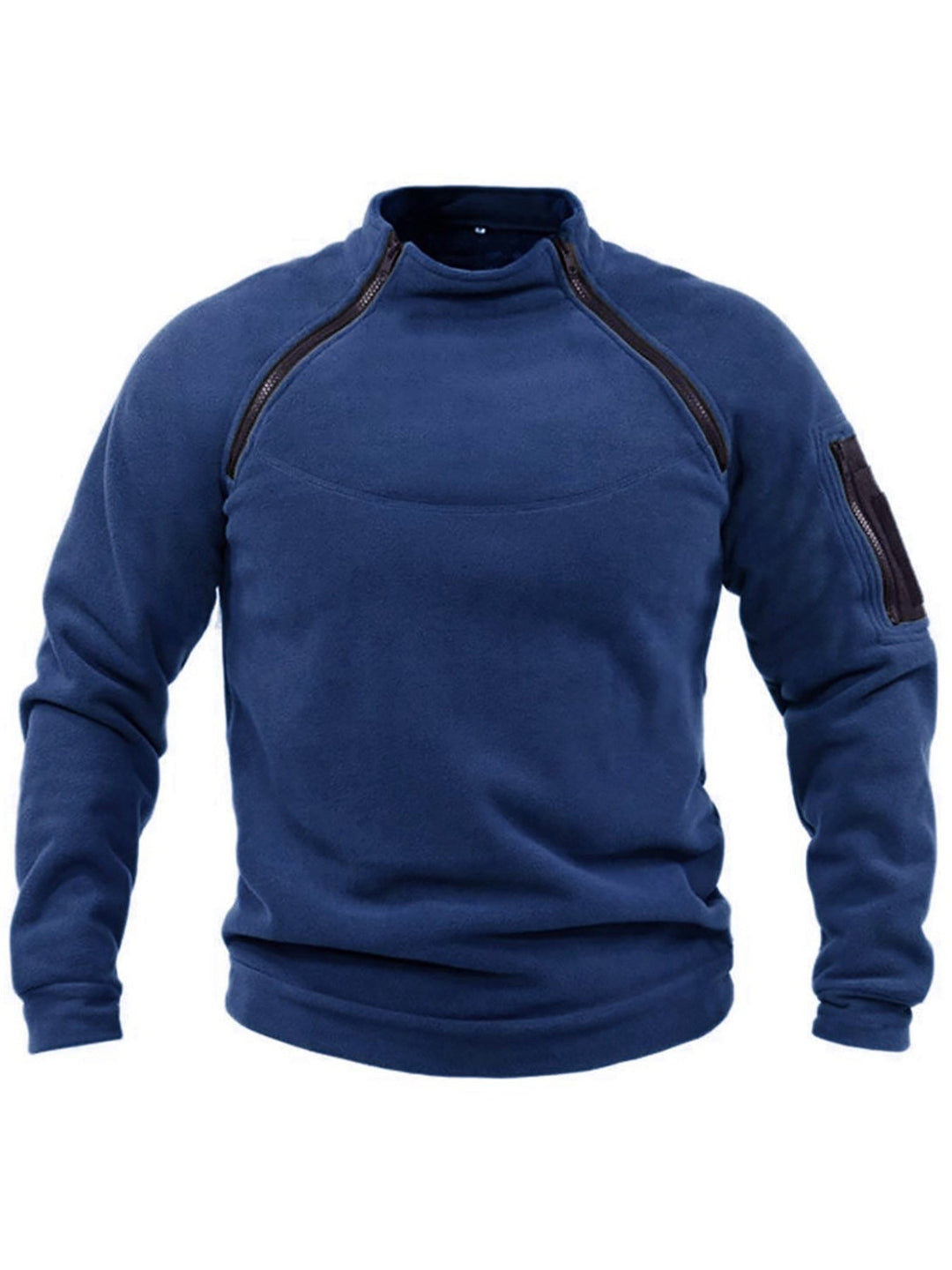 Men's Thermal Fleece Pullover with High Collar and Practical Pockets Mune