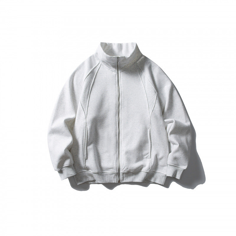 Unisex Boxy-Oversize-Zip Jacket with Stand-Up Collar, Raglan Sleeves, and Side Pockets Mune Fashion