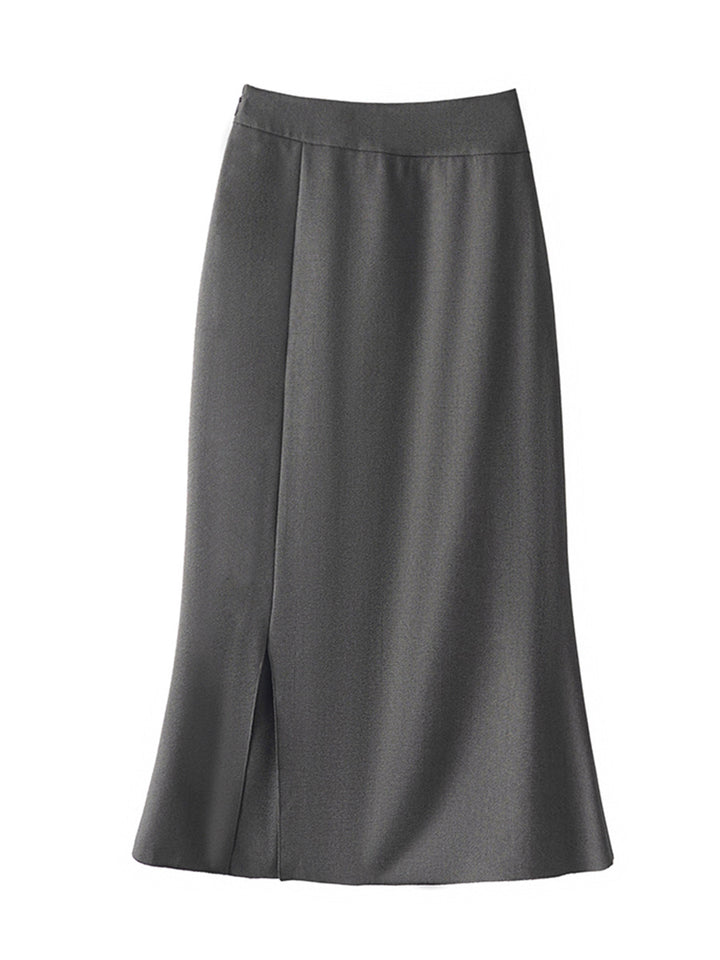 Women's Elegant Midi Skirt with Side Slit Mune Fashion