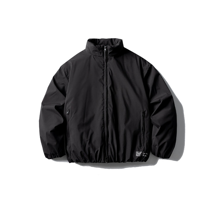 Unisex Short Boxy Thermal Blouson with High Standing Collar, Elastic Hem and Concealed Zipper Mune Fashion
