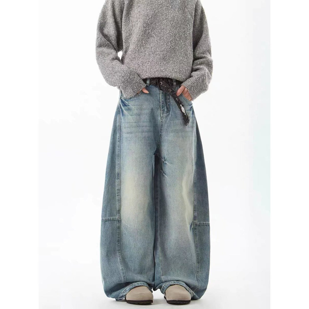 Women's Extra Wide Vintage Baggy Jeans with Extra Deep Crotch, Relaxed Silhouette and Washed Finish Mune Fashion