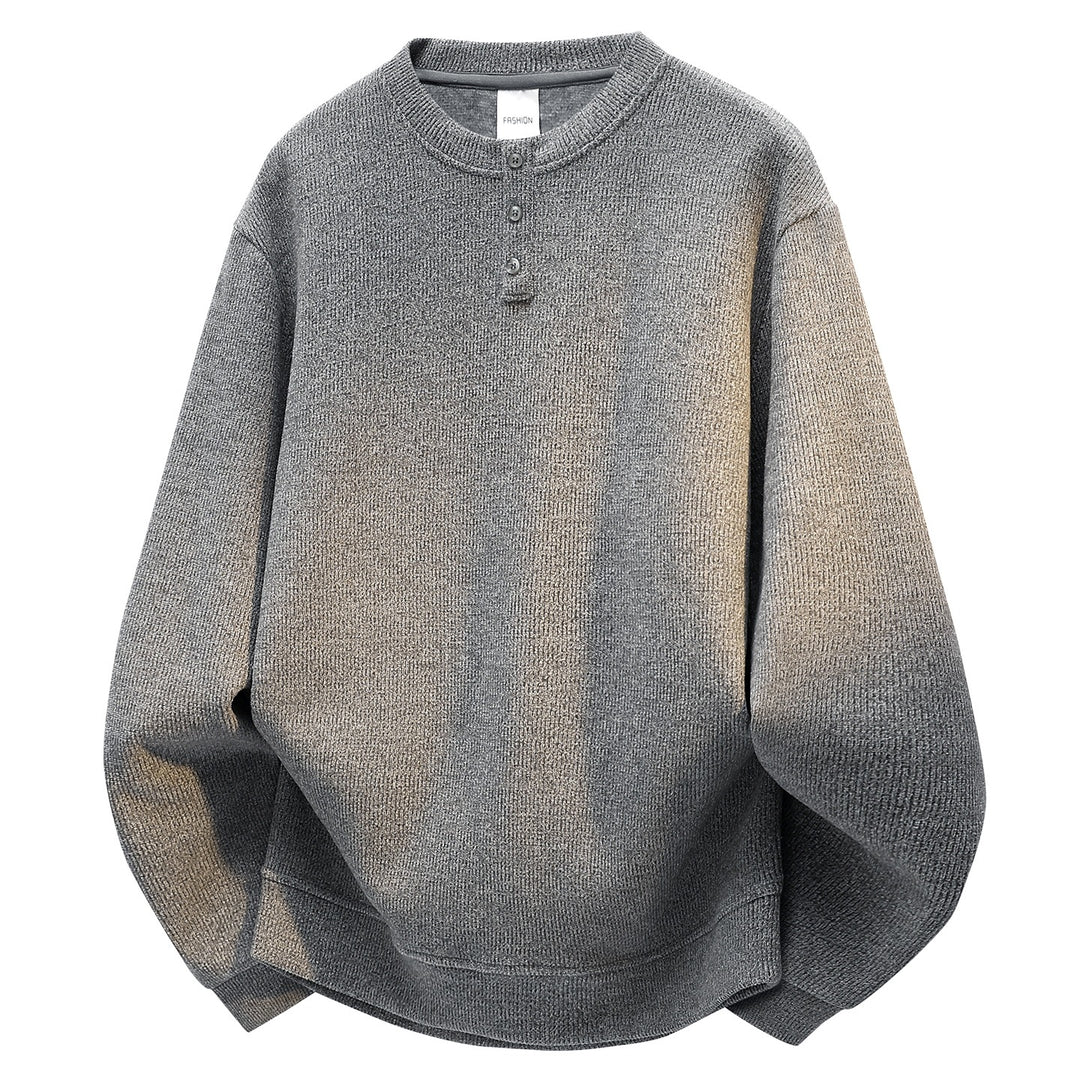 Men's Oversized Textured Henley Knit Sweater with Triple Button Placket Mune Fashion