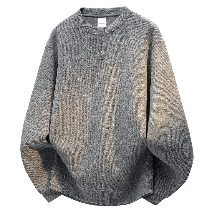 Men's Oversized Textured Henley Knit Sweater with Triple Button Placket Mune Fashion