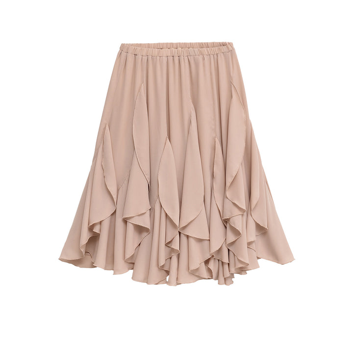 Women's midi skirt with tiered ruffles and elastic waistband Mune Fashion