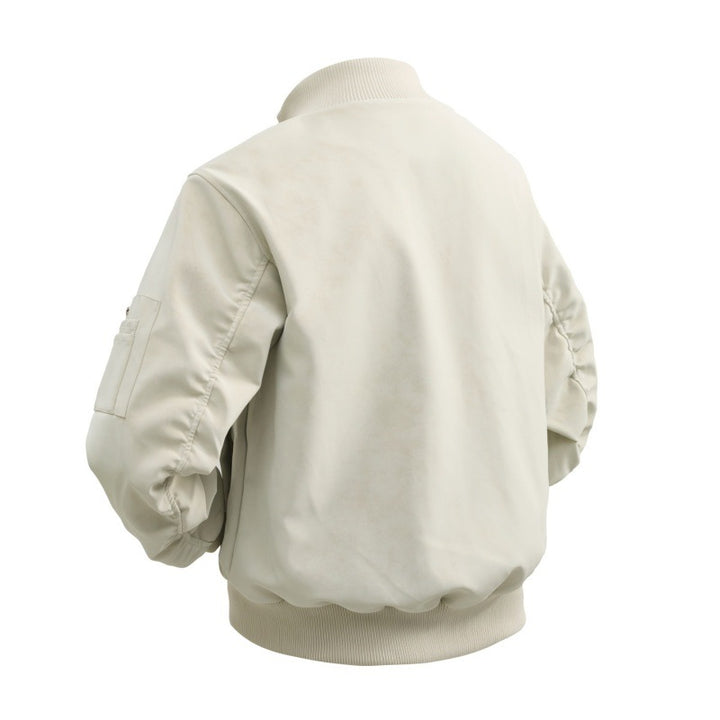 Men's faux suede bomber jacket with two-way zipper, sleeve pocket and elastic ribbed cuffs Mune Fashion