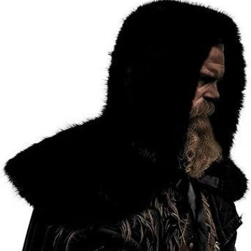Men's hooded cloak made of dense faux fur with wide shoulder trim and warm interior lining Mune Fashion