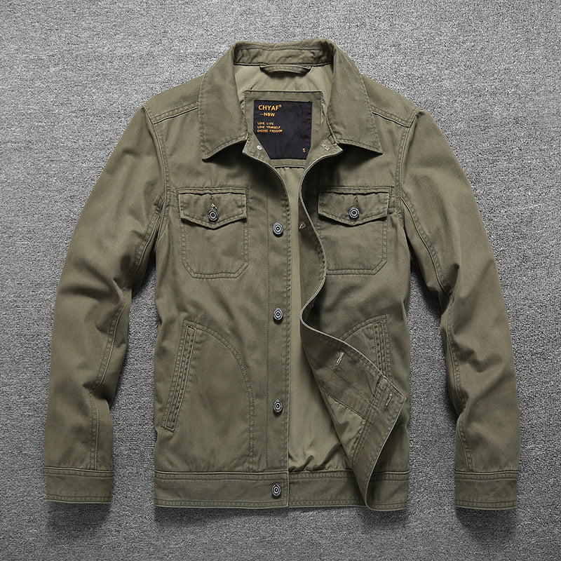 Men's Cotton Twill Shirt Jacket in Workwear Style with Chest Pockets Mune Fashion