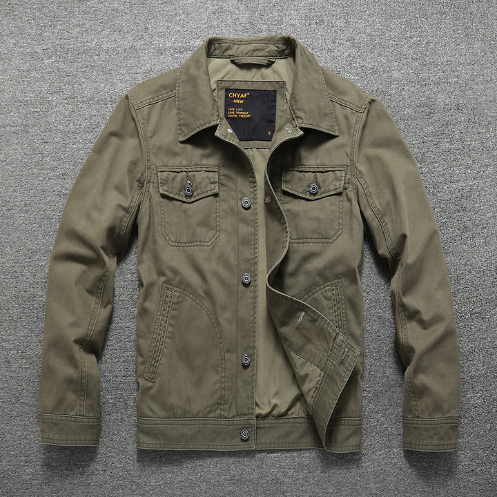 Men's Cotton Twill Shirt Jacket in Workwear Style with Chest Pockets Mune Fashion