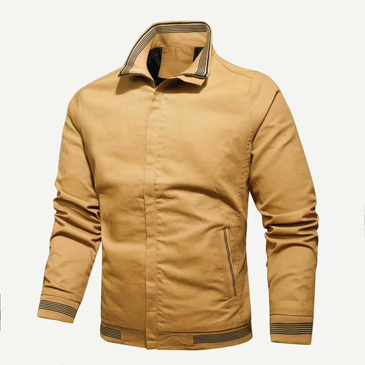 Men's transition jacket with stand-up collar and striped ribbed cuffs Mune Fashion