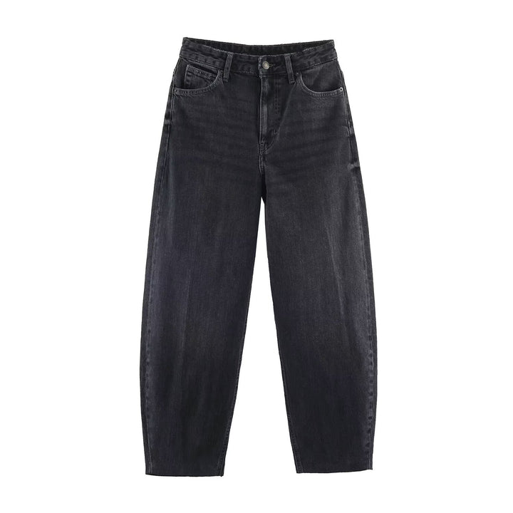 Women High-Waisted Relaxed-Fit Jeans with Tapered Leg Drune