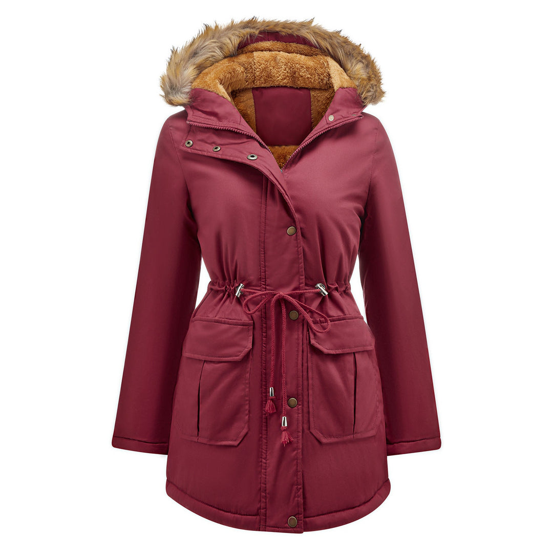 Women’s Warm Outdoor Parka with Detachable Hood and Luxurious Faux Fur Mune